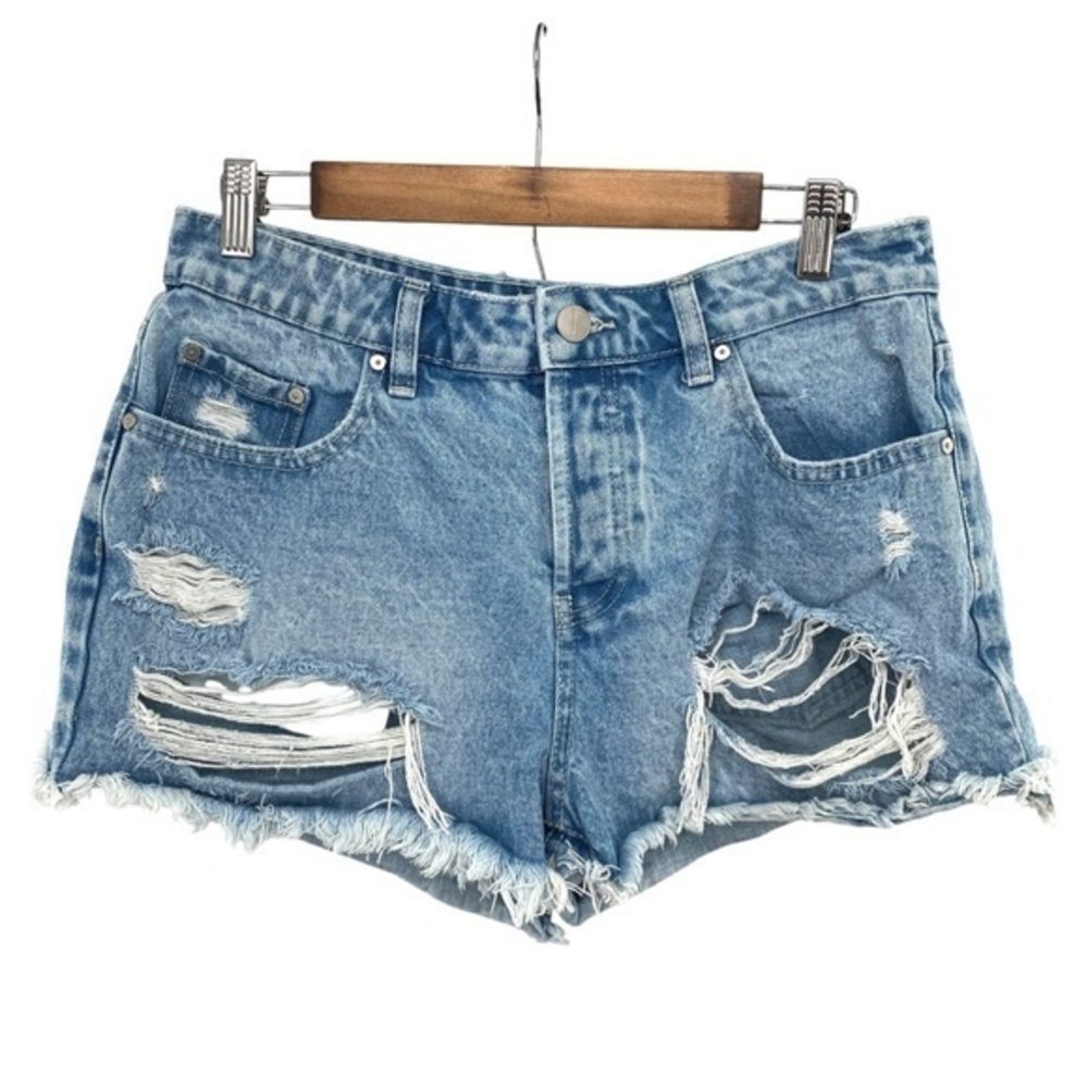 Banjara High Waisted Distressed Button Fly Cutoff Denim Jean Shorts